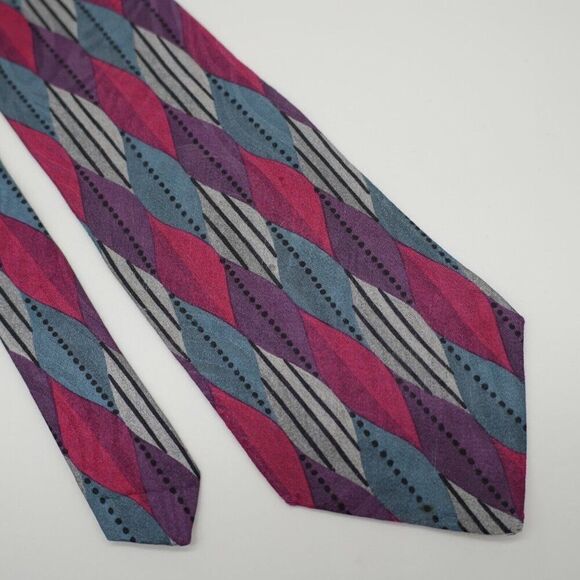 Biella Premier Edition Multi-Color Red Jacquard‎ Abstract Print Silk Tie Italy - Picture 1 of 6